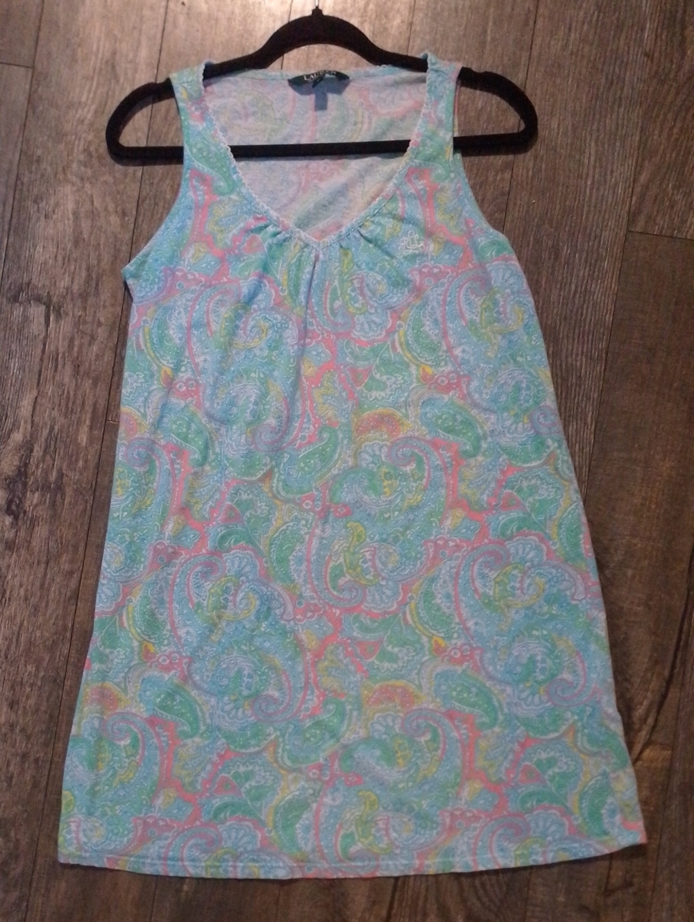 Lauren Ralph Lauren Pastel Paisley V-Neck Shift Dress - Blue & Pink